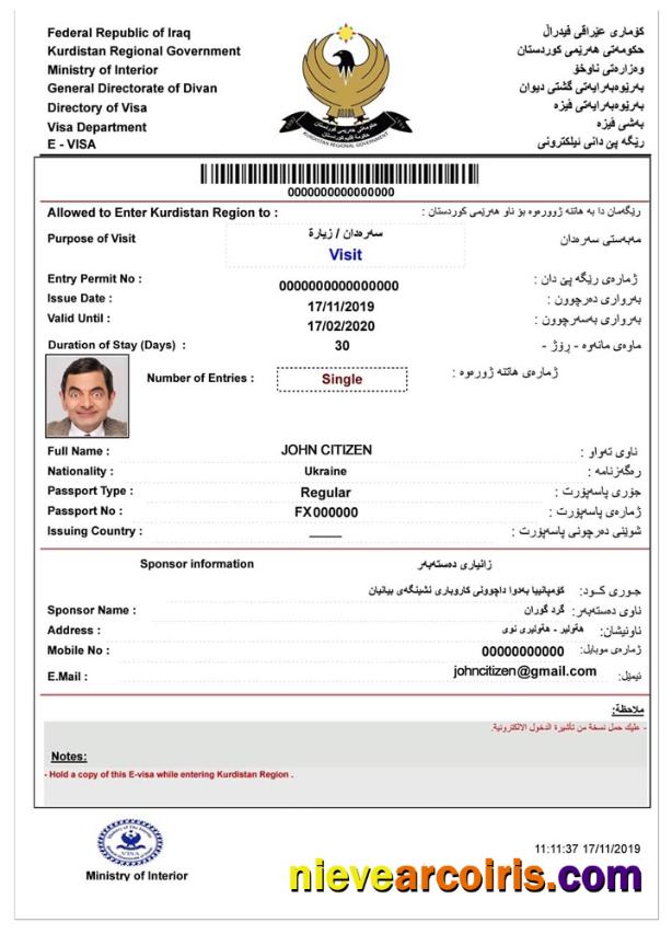 IRAQ e-visa